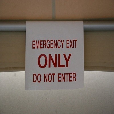 Emergency Exit only sign – Central Tent