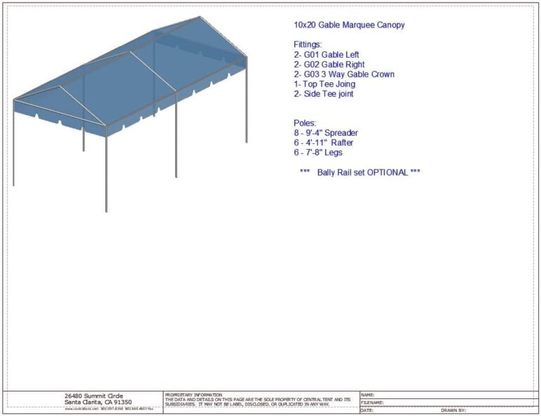 10x20 Complete Frame Tent – Central Tent